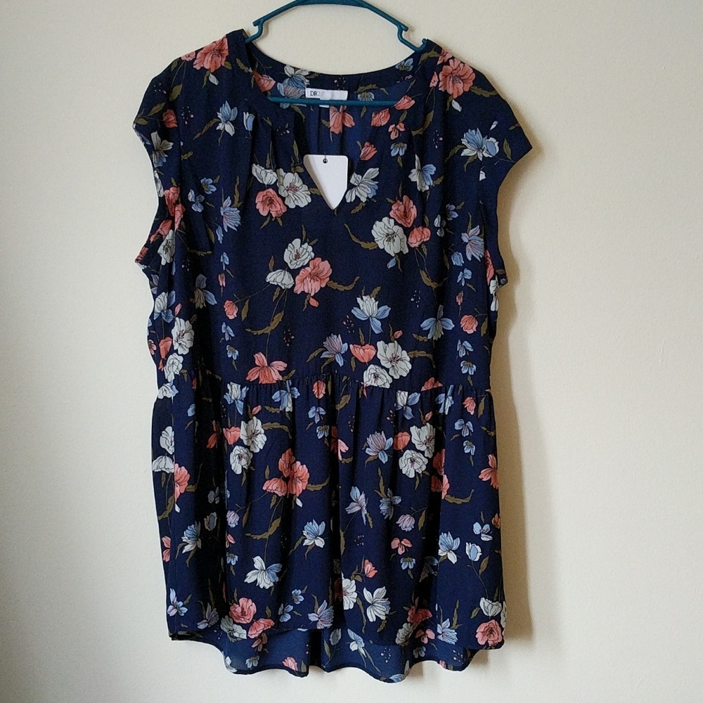 blue floral blouse